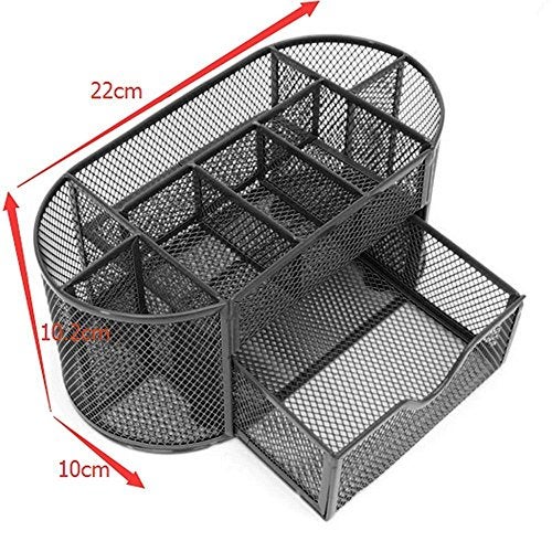 MeRaYo Metal Mesh Office Desk Organizer Stationery Pen Stand (Black Color) - Image 5