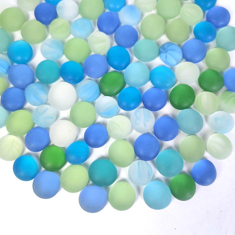 HappyFiller 2 Pound Frosted Sea Glass Gems Matted Flat Marbles Pebble Stones for Vase Fillers Beads,Table Scatter,Fountain,Aquarium Fish Tank,Crafts,Beach Theme Decoration,Mix Blue Green Aqua Teal - Image 1
