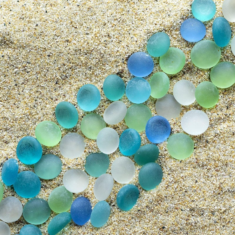 HappyFiller 2 Pound Frosted Sea Glass Gems Matted Flat Marbles Pebble Stones for Vase Fillers Beads,Table Scatter,Fountain,Aquarium Fish Tank,Crafts,Beach Theme Decoration,Mix Blue Green Aqua Teal - Image 2