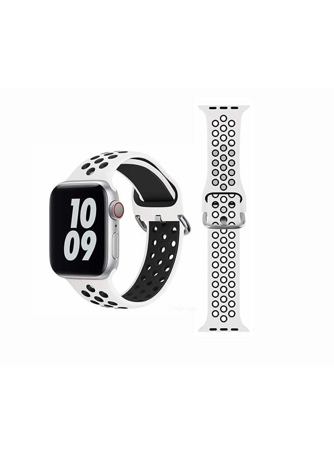 NIBEMINENT Replacement Band For Apple Watch Series 6/SE/5/4/3/2/1 White/Black - Image 1