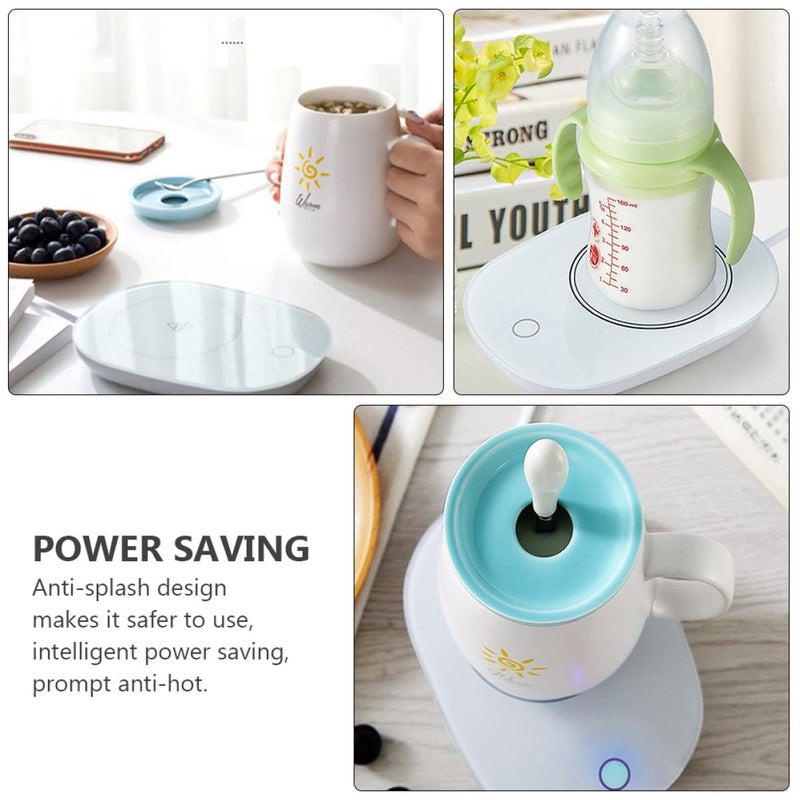 USB Heated Coffee Mug Warmer With Tempered Glass Panel White Compact Portable - Image 5