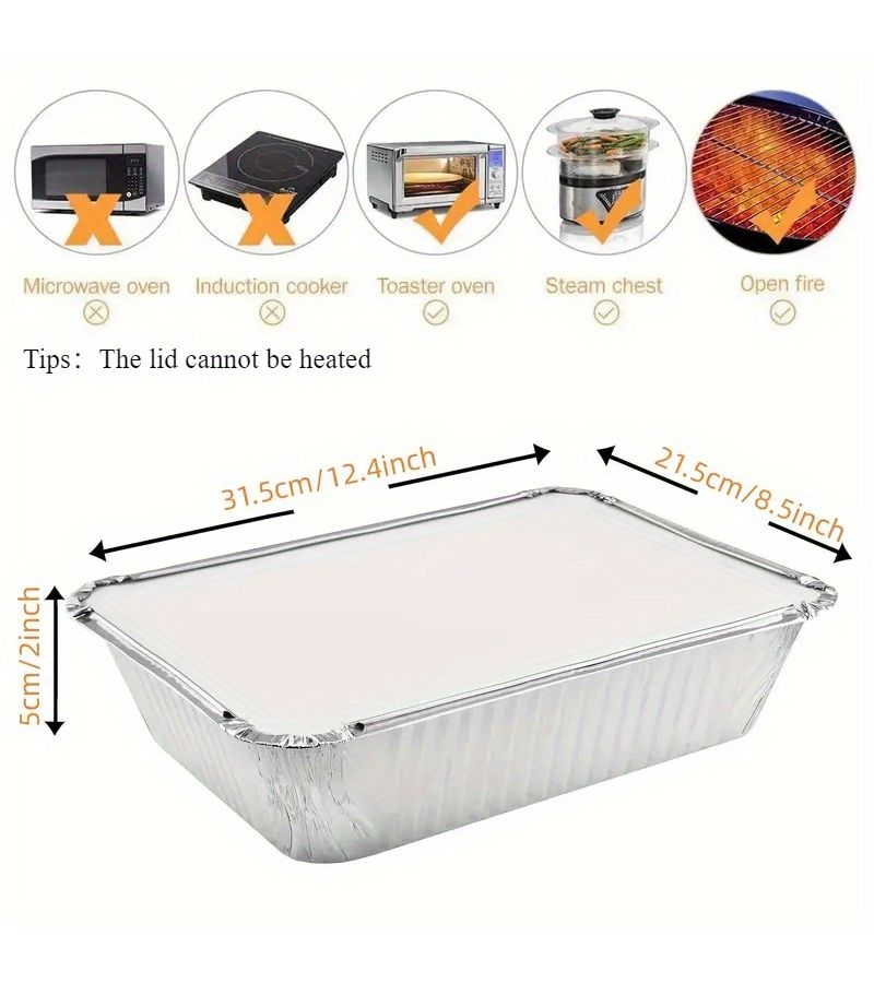 25 Pcs Heavy Duty Aluminum Foil Pans With Lids 9 By 13 Inches 76 Ounce For Baking Roasting Cooking - Image 4