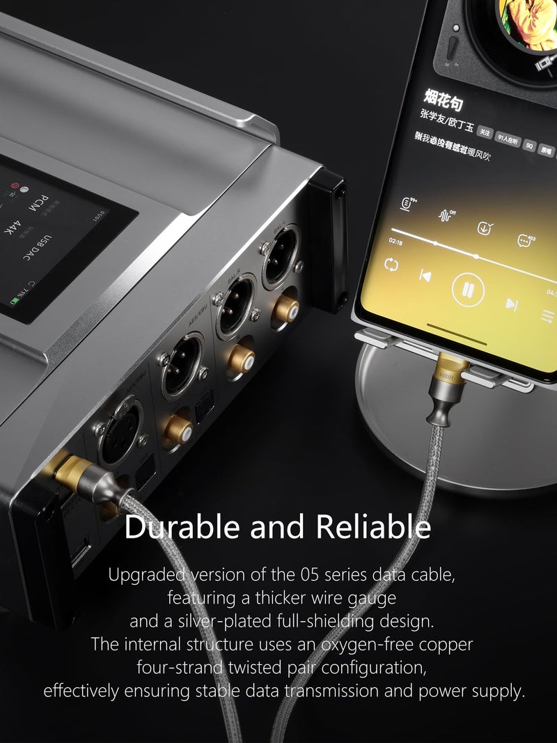 ddHiFi TC05 M2 USB-C 2.0 to USB-C OTG 50 cm Decoding Data Cable, Reversed Usage Can Be Used for Emergency Charging - Image 3