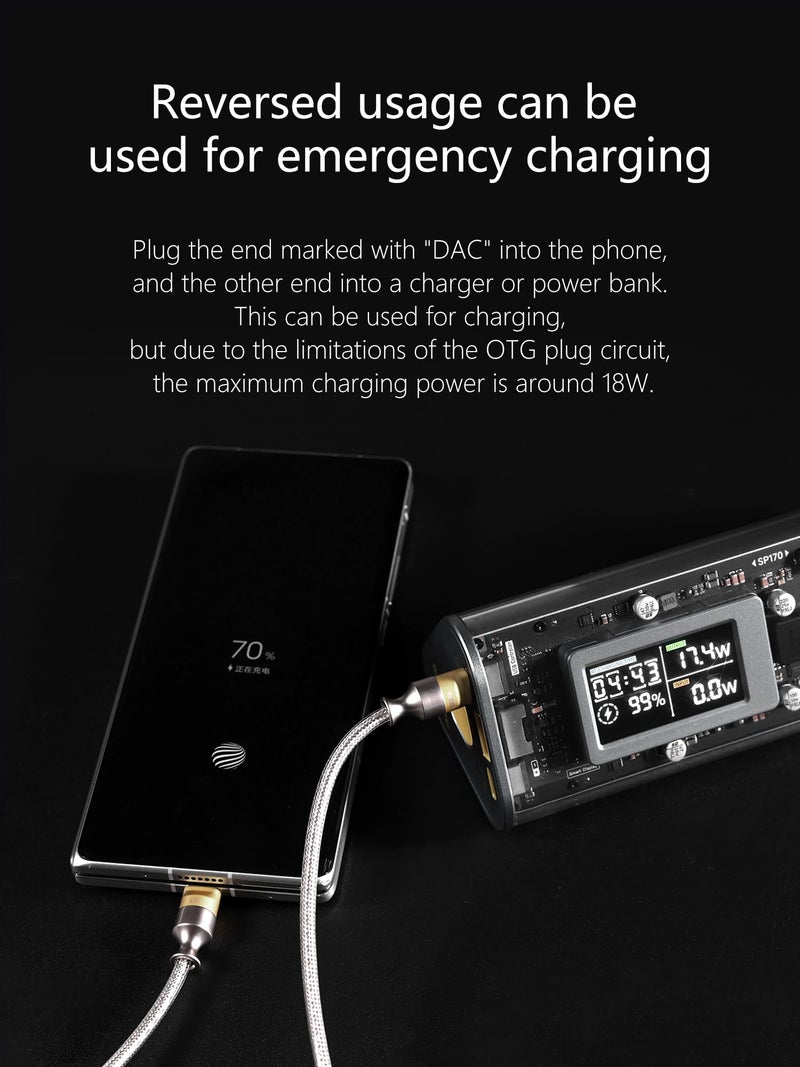 ddHiFi TC05 M2 USB-C 2.0 to USB-C OTG 50 cm Decoding Data Cable, Reversed Usage Can Be Used for Emergency Charging - Image 5