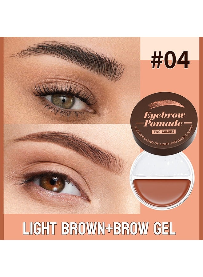 هيلوكيس Eyebrow Pomade بلونين ، 2 في 1 شمع تصفيف الحواجب ، جل حواجب شفاف مقاوم للماء وطويل الأمد ، تصفيف الحواجب وجل دهن الحواجب مع فرشاة (# 04) بني فاتح - Image 5