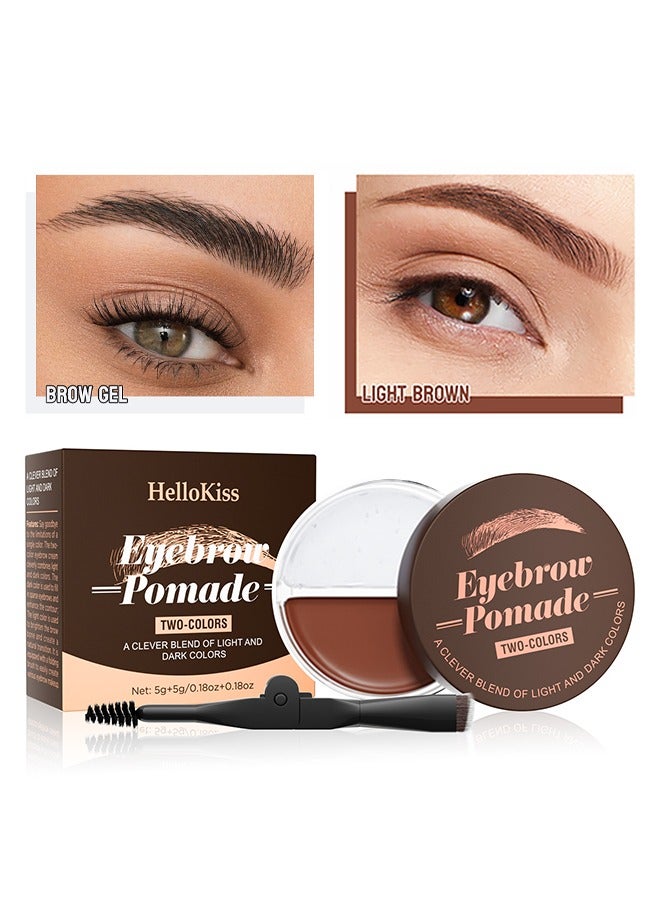 هيلوكيس Eyebrow Pomade بلونين ، 2 في 1 شمع تصفيف الحواجب ، جل حواجب شفاف مقاوم للماء وطويل الأمد ، تصفيف الحواجب وجل دهن الحواجب مع فرشاة (# 04) بني فاتح - Image 1