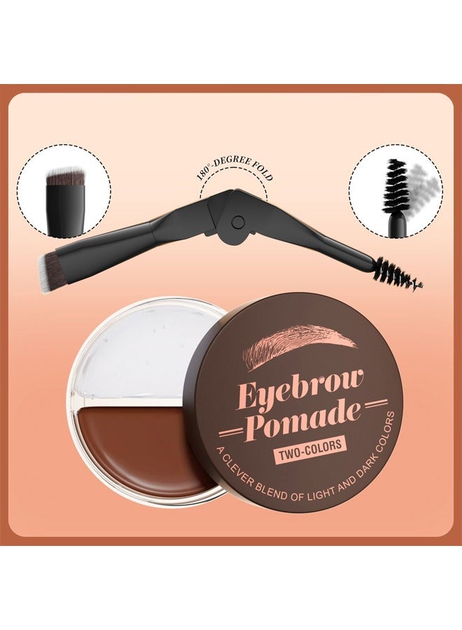 هيلوكيس Eyebrow Pomade بلونين ، 2 في 1 شمع تصفيف الحواجب ، جل حواجب شفاف مقاوم للماء وطويل الأمد ، تصفيف الحواجب وجل دهن الحواجب مع فرشاة (# 04) بني فاتح - Image 2