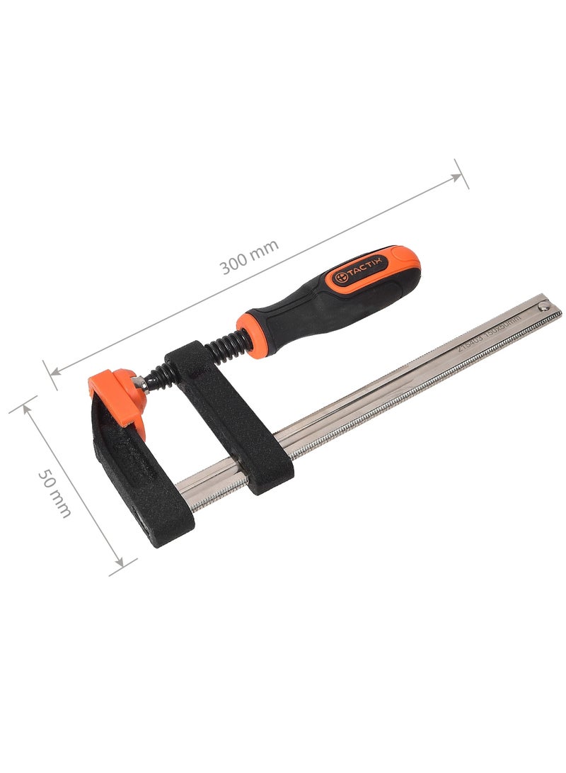 Tactix F-Clamp 300 x 50mm, Heavy Duty Cast Iron Body, Non-Slip Bi-Material Handle, Durable Clamping Tool for Woodworking, DIY Projects, Carpentry & Workshop Use- 215409 - Image 3