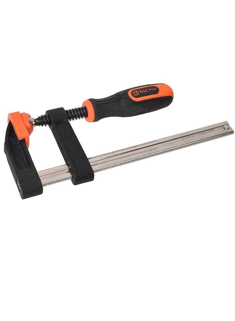 Tactix F-Clamp 300 x 50mm, Heavy Duty Cast Iron Body, Non-Slip Bi-Material Handle, Durable Clamping Tool for Woodworking, DIY Projects, Carpentry & Workshop Use- 215409 - Image 1