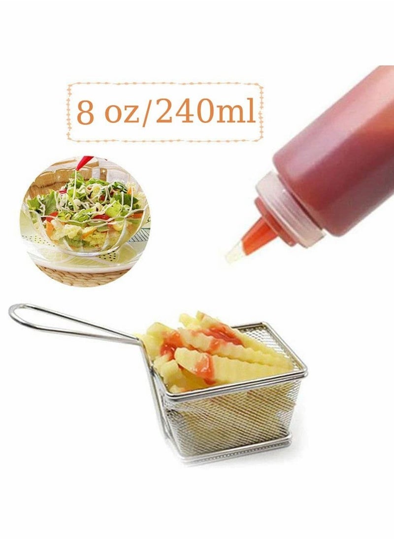 Y&D - 4Pcs Squeeze Squirt Condiment Bottles with Cap Lids and Discrete Measurements for Sauce Ketchup Bbq Dressing Paint Workshop Pancake Art Dispenser, Perfect Condiments, Oil, Liquids - 240ml - Image 1