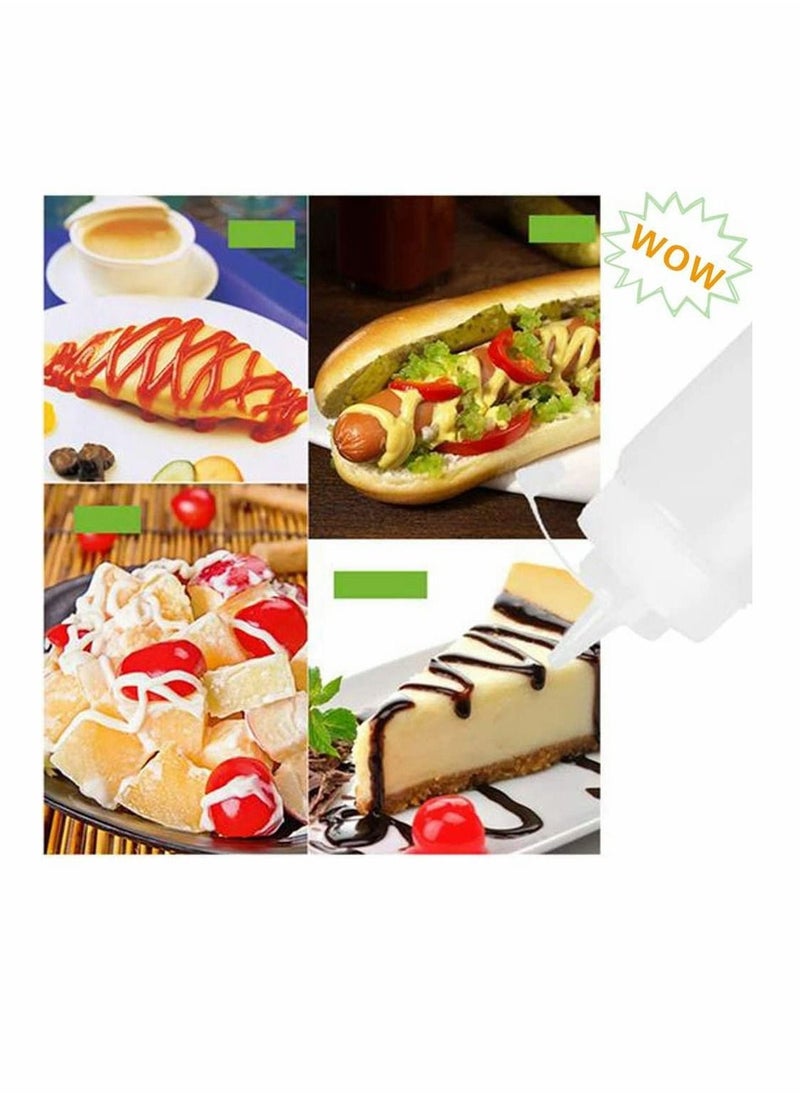 Y&D - 4Pcs Squeeze Squirt Condiment Bottles with Cap Lids and Discrete Measurements for Sauce Ketchup Bbq Dressing Paint Workshop Pancake Art Dispenser, Perfect Condiments, Oil, Liquids - 240ml - Image 1