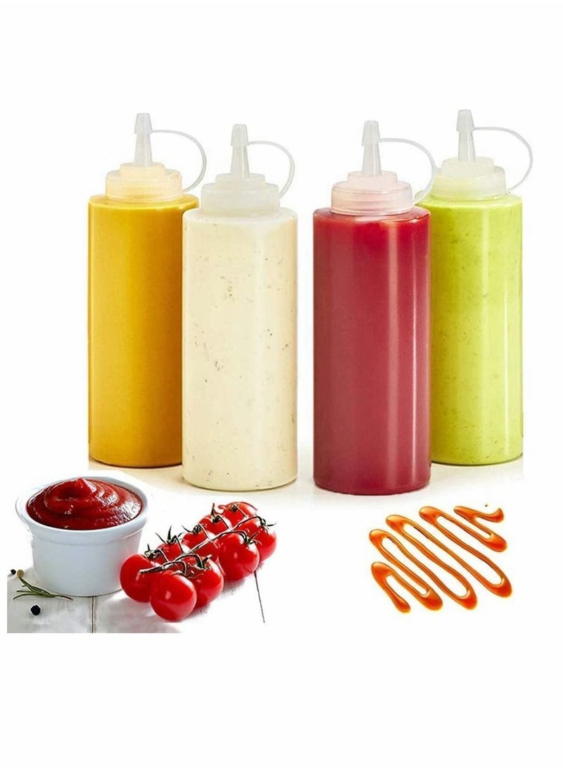 Y&D - 4Pcs Squeeze Squirt Condiment Bottles with Cap Lids and Discrete Measurements for Sauce Ketchup Bbq Dressing Paint Workshop Pancake Art Dispenser, Perfect Condiments, Oil, Liquids - 240ml - Image 1