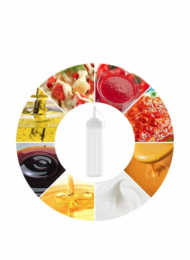 Y&D - 4Pcs Squeeze Squirt Condiment Bottles with Cap Lids and Discrete Measurements for Sauce Ketchup Bbq Dressing Paint Workshop Pancake Art Dispenser, Perfect Condiments, Oil, Liquids - 240ml - Image 1