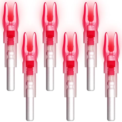 Linpeng 6PCS S Led Lighted Nocks for Arrows with .244"/6.2mm Inside Diameter,Screwdriver Included (Red) - Image 1