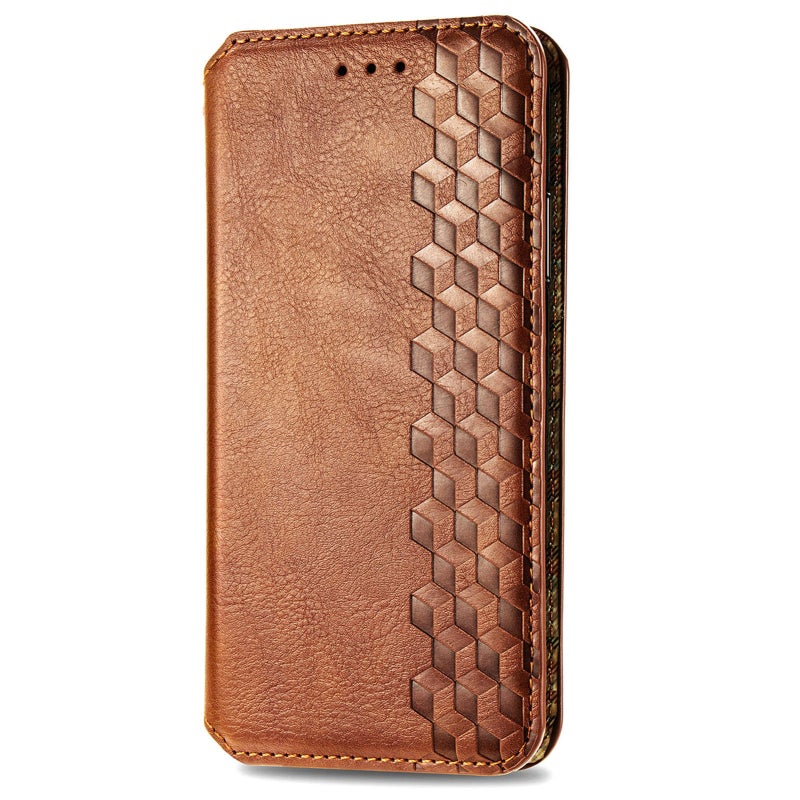 BURAQ Case Cover For Infinix Zero 30 5G Cubic Grid Pressed Magnetic Leather Phone Case(Brown) - Image 2
