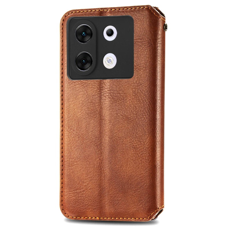 BURAQ Case Cover For Infinix Zero 30 5G Cubic Grid Pressed Magnetic Leather Phone Case(Brown) - Image 3