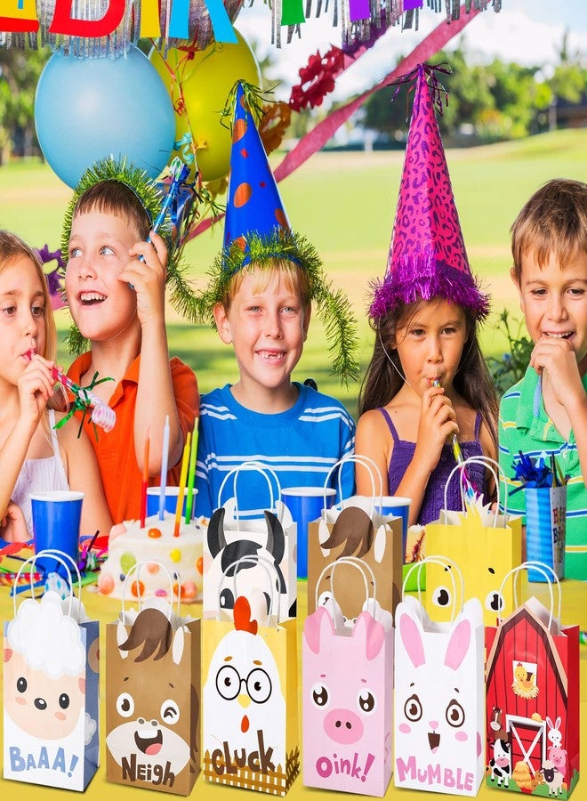 Tallew 16 Pack Farm Animal Party Favor Bags with Handles Farm Barnyard Treat Goodie Bags Kraft Paper Candy Gift Party Supplies for Kids Birthday Baby Shower Supplies Decorations - Image 5