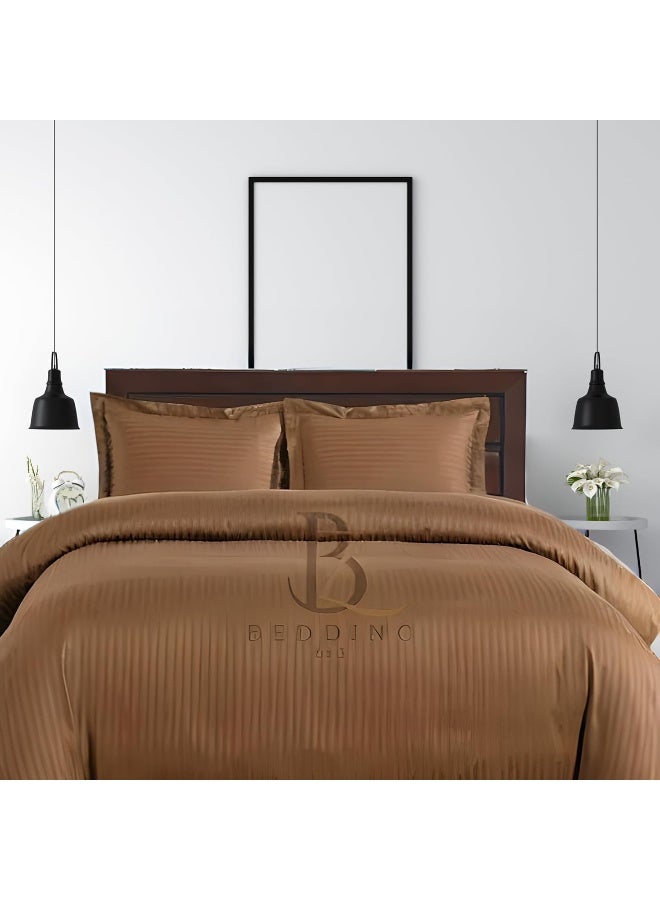 BEDDING ZONE Multi-Colored Luxury Stripe Duvet Cover - Brown - Image 2