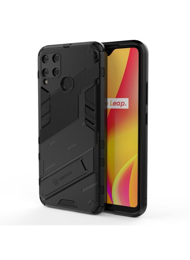 اس-توب جراب لهاتف OPPO Realme C15 Punk Armor 2 في 1 PC + جراب TPU مقاوم للصدمات مع حامل غير مرئي - Image 1
