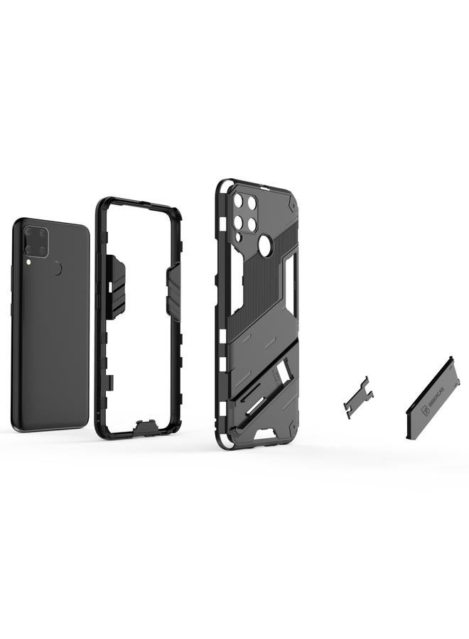 اس-توب جراب لهاتف OPPO Realme C15 Punk Armor 2 في 1 PC + جراب TPU مقاوم للصدمات مع حامل غير مرئي - Image 3