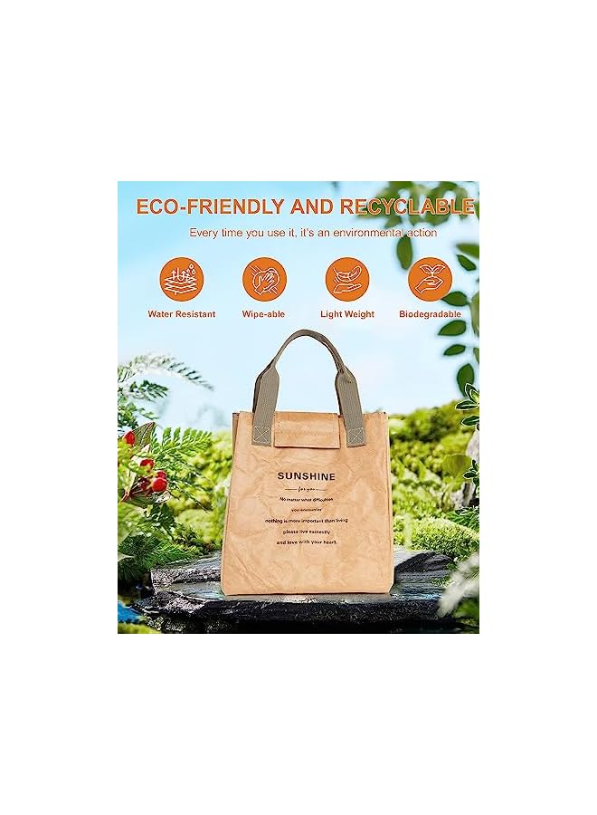 Zaboon حقيبة غداء نسائية قابلة لإعادة الاستخدام حقيبة غداء خفيفة الوزن من تايفك صندوق غداء معزول حقيبة غداء للتنقل للعمل في المكتب النزهات السفر خفيفة الوزن ومقاومة للماء سهلة التنظيف حقيبة غداء بيج - Image 4