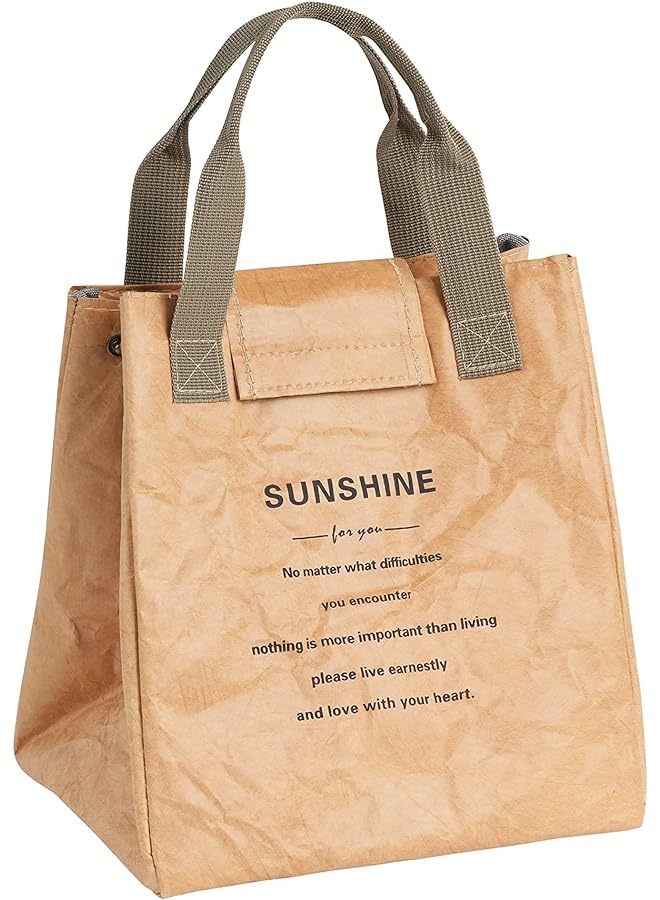 Zaboon حقيبة غداء نسائية قابلة لإعادة الاستخدام حقيبة غداء خفيفة الوزن من تايفك صندوق غداء معزول حقيبة غداء للتنقل للعمل في المكتب النزهات السفر خفيفة الوزن ومقاومة للماء سهلة التنظيف حقيبة غداء بيج - Image 1