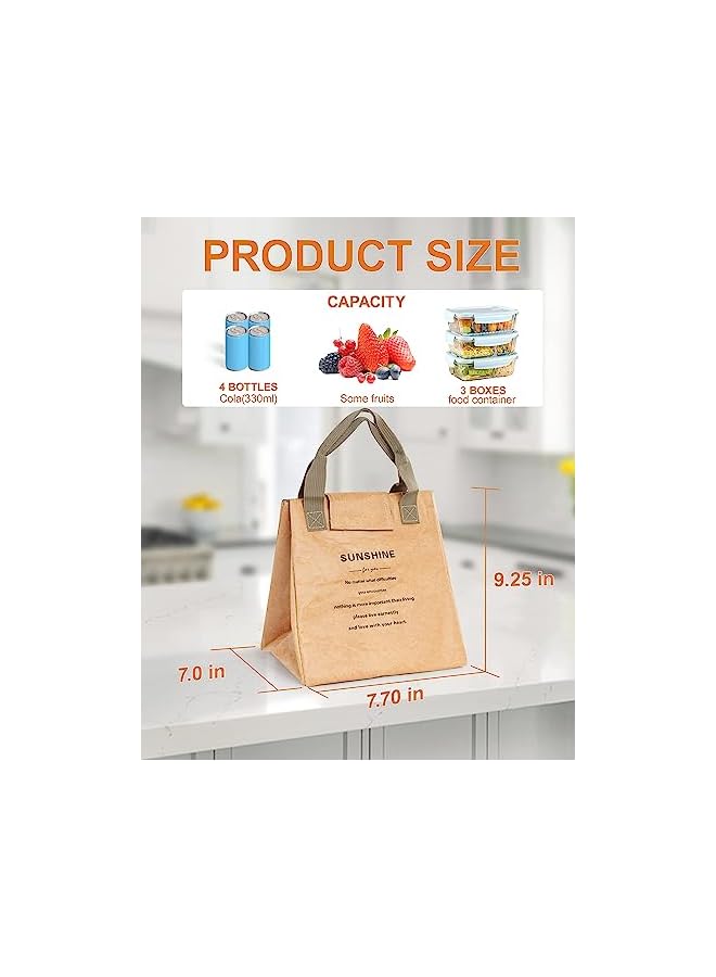 Zaboon حقيبة غداء نسائية قابلة لإعادة الاستخدام حقيبة غداء خفيفة الوزن من تايفك صندوق غداء معزول حقيبة غداء للتنقل للعمل في المكتب النزهات السفر خفيفة الوزن ومقاومة للماء سهلة التنظيف حقيبة غداء بيج - Image 2