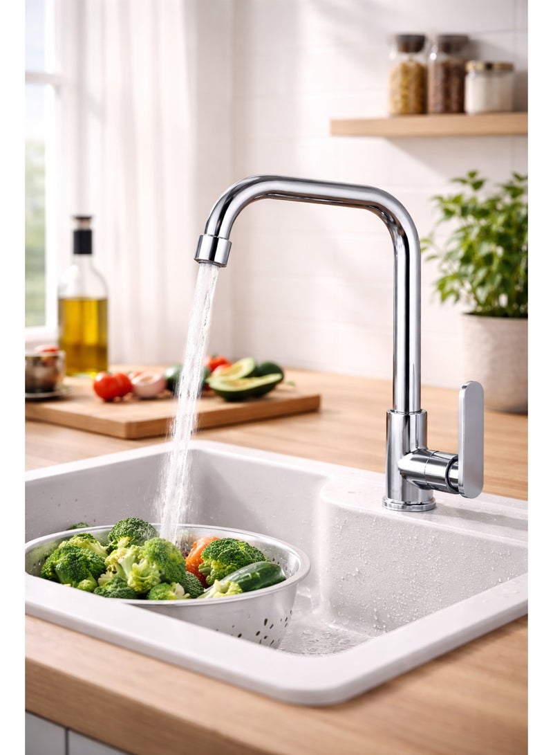 Kana Make every moment in your kitchen more stylish and efficient with the modern KANA faucet. Its sleek design, made of shiny chrome, provides an easy and comfortable usage experience with smooth water flow, offering both a contemporary look and optimal performance in every corner of your kitchen - Image 2