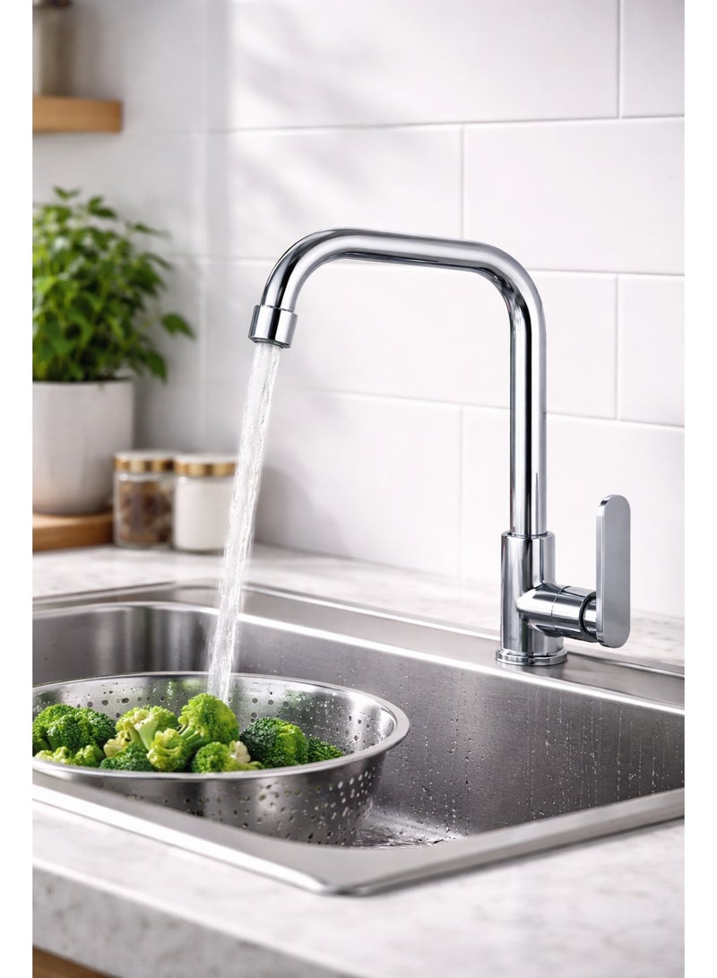 Kana Make every moment in your kitchen more stylish and efficient with the modern KANA faucet. Its sleek design, made of shiny chrome, provides an easy and comfortable usage experience with smooth water flow, offering both a contemporary look and optimal performance in every corner of your kitchen - Image 3