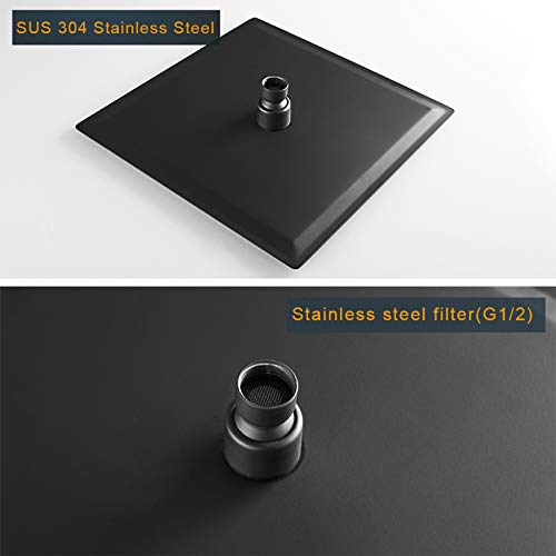 BESy 10 Inch Rain Shower Head, 10" Square Rainfall & High Pressure Stainless Steel Bath Showerhead, 1/16" Ultra Thin, Waterfall Full Body Coverage with Silicone Nozzle, Matte Black Finish - Image 5