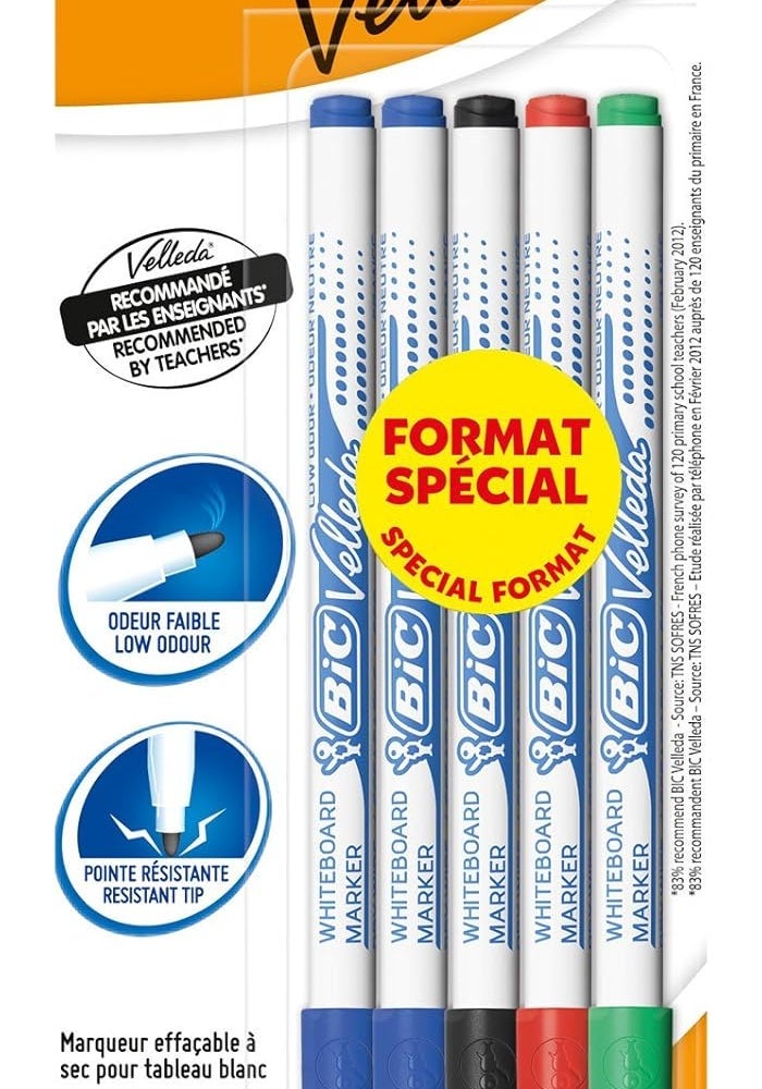 بيك مجموعة أقلام السبورة البيضاء BIC Velleda من 5 قطع - Image 1