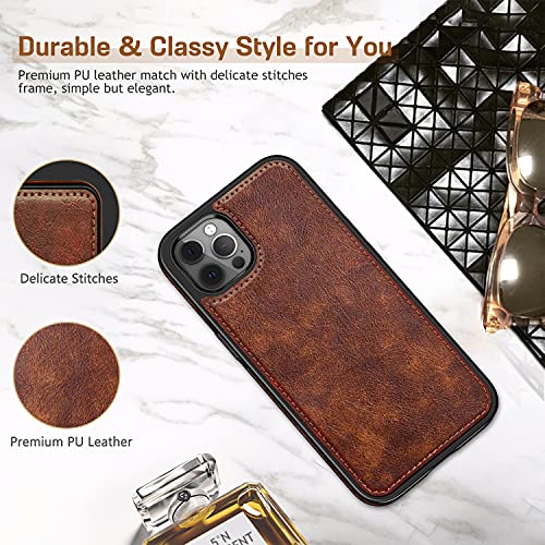 LOHASIC for iPhone 14 Pro Max Leather Case Compatible with Magsafe, Slim Luxury PU Non-Slip Grip Rugged Bumper Shockproof Full Body Protective Cover Phone Cases for iPhone 14 Pro Max 6.7" - Brown - Image 4