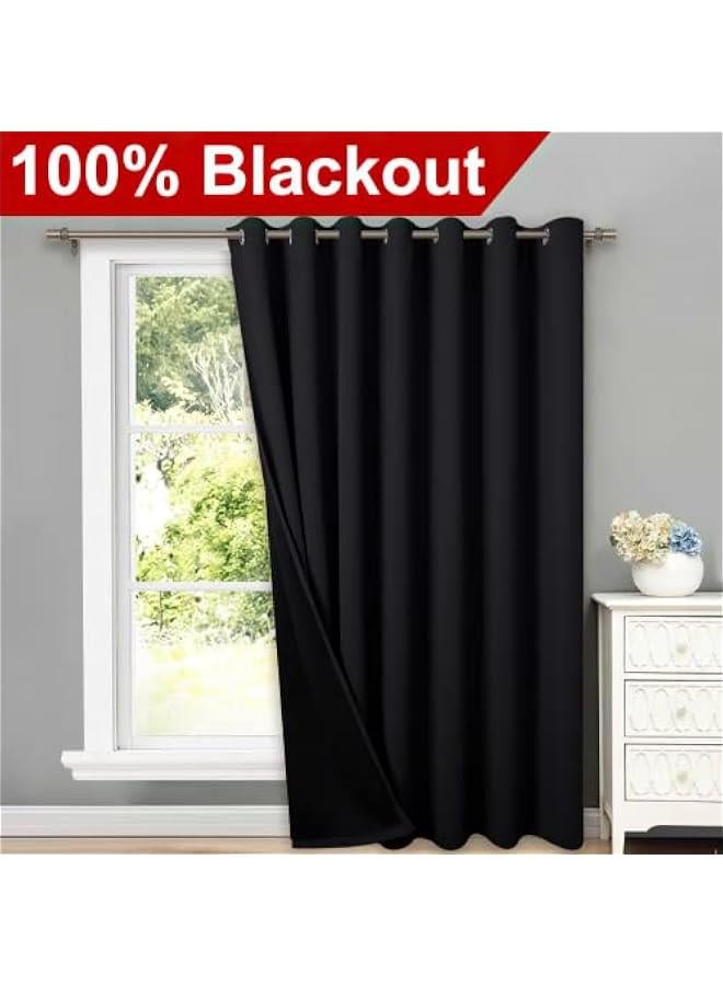 Arabest Extra Wide Patio Door Curtain, Super Heavy-Duty Thermal Sliding Glass Door Lined Drape, Privacy Assured 100% Blackout Window Treatment(Black, 1 Panel, 100 inches W x 84 inches L)  - Image 2