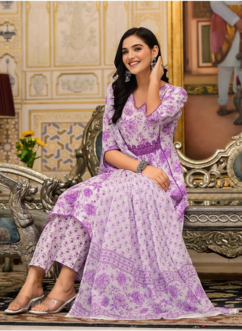 آي شين Women Lilac Cotton 3 pcs Kurta Set