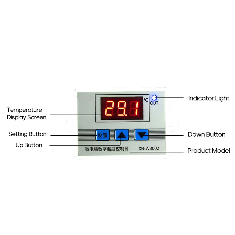 XH-W3002 Intelligent Led Digital Microcomputer Temperature Controller Mini Thermostat Switch with Water-resistant Sensor Probe - Image 5