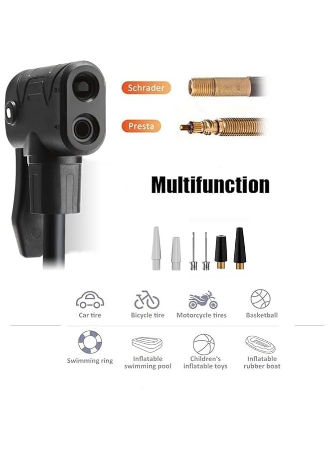 Topleo Bike Pump Bicycle Floor Pump Stand Pump Ball Pump With Presta & Schrader Valves For Bike Tyre Sports Ball Balloons Swimming Rings, etc. - Image 2