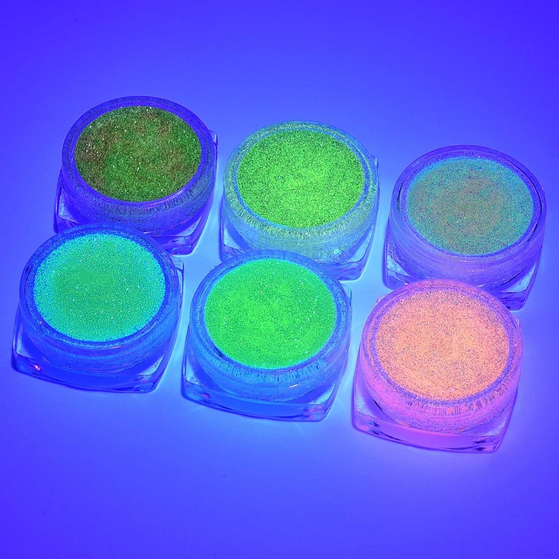 Glow in The Dark Body Face Glitter Gel, 6 Colors Chunky Holographic Body Glitter Makeup for Body, Face, Hair, Eyeshadow, Glitter for Halloween, Resin, Tumblers, Craft, Cosmetic & Nail Art