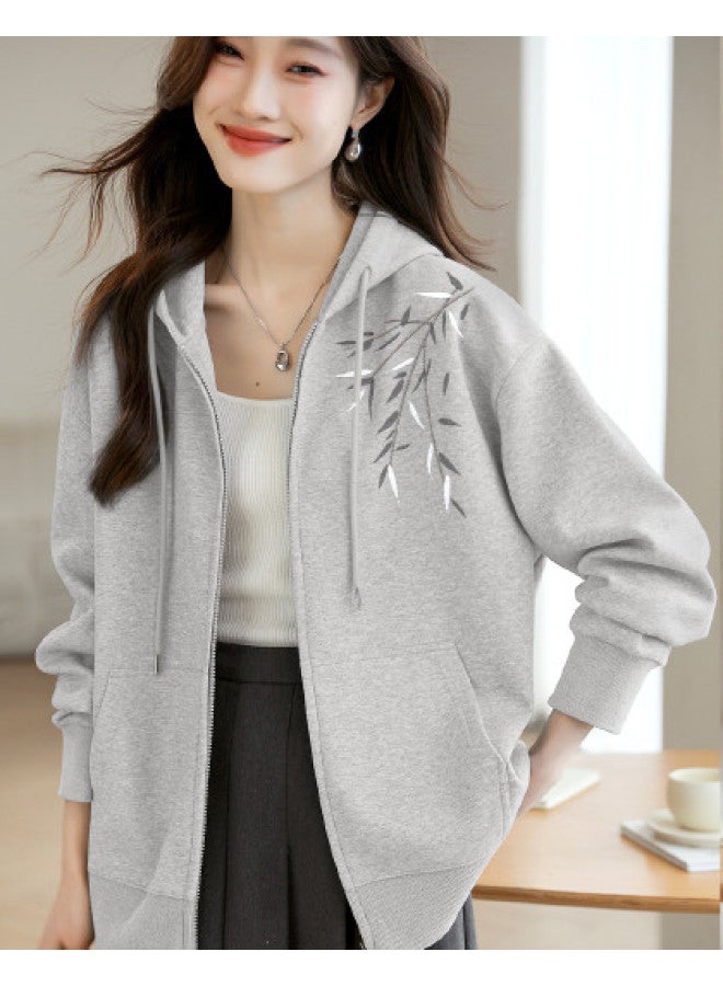 Flying in the snow Early Autumn Thin Jacket Women 2025 Fall Collection Heavyweight Casual Hooded Sweatshirt Cardigan - Image 1
