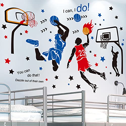 KeLay Fs 3D Basketball Player Wall Decals Decors for Boys Room,Sports Decals Stickers, Basketball Slam Dunk Wall Decors for Boys Bedroom - Image 3