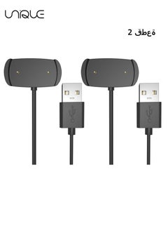 يونيك كابل شحن مغناطيسي للساعات الذكية مثل Amazfit GTR2 ، كابل شحن ساعة USB أسود (عبوتان)  - Image 1