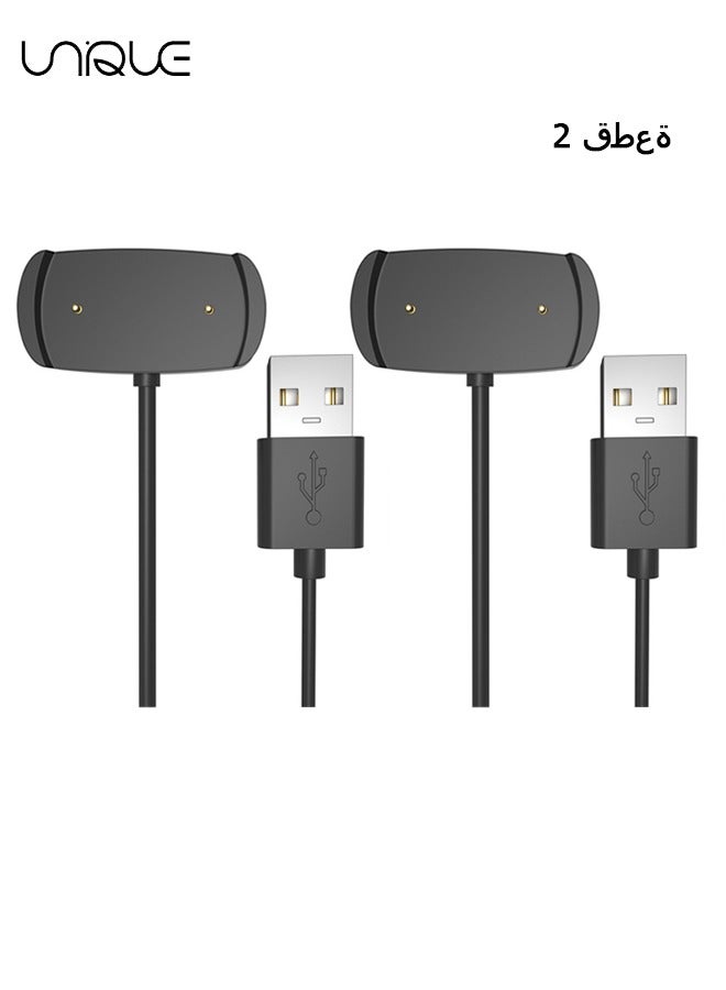 يونيك كابل شحن مغناطيسي للساعات الذكية مثل Amazfit GTR2 ، كابل شحن ساعة USB أسود (عبوتان) - Image 1