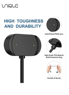 يونيك كابل شحن مغناطيسي للساعات الذكية مثل Amazfit GTR2 ، كابل شحن ساعة USB أسود (عبوتان)  - Image 3