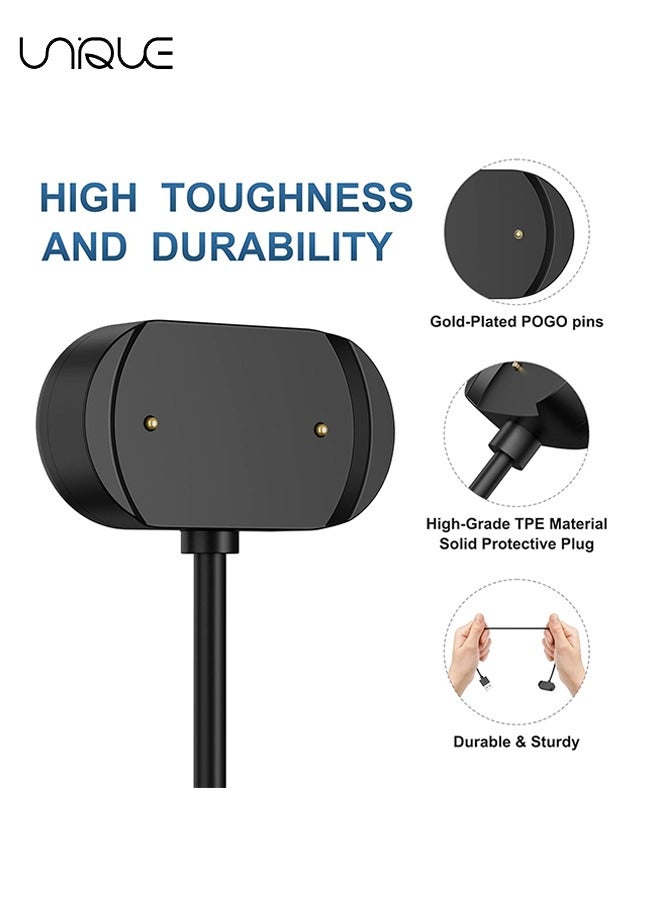 يونيك كابل شحن مغناطيسي للساعات الذكية مثل Amazfit GTR2 ، كابل شحن ساعة USB أسود (عبوتان) - Image 3
