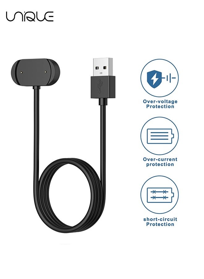 يونيك كابل شحن مغناطيسي للساعات الذكية مثل Amazfit GTR2 ، كابل شحن ساعة USB أسود (عبوتان) - Image 4