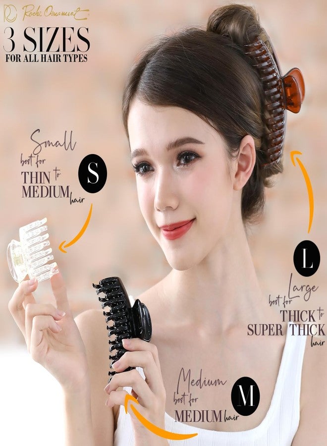 RC ROCHE ORNAMENT 6 Pcs Womens Classic Double Multi Layer Fine Teeth Claws Jaw Interlocking Strong Hold No Slip Firm Grip Hair Clutcher Clamp Beauty Fashion Accessory, Medium Transparent Multicolor - Image 4