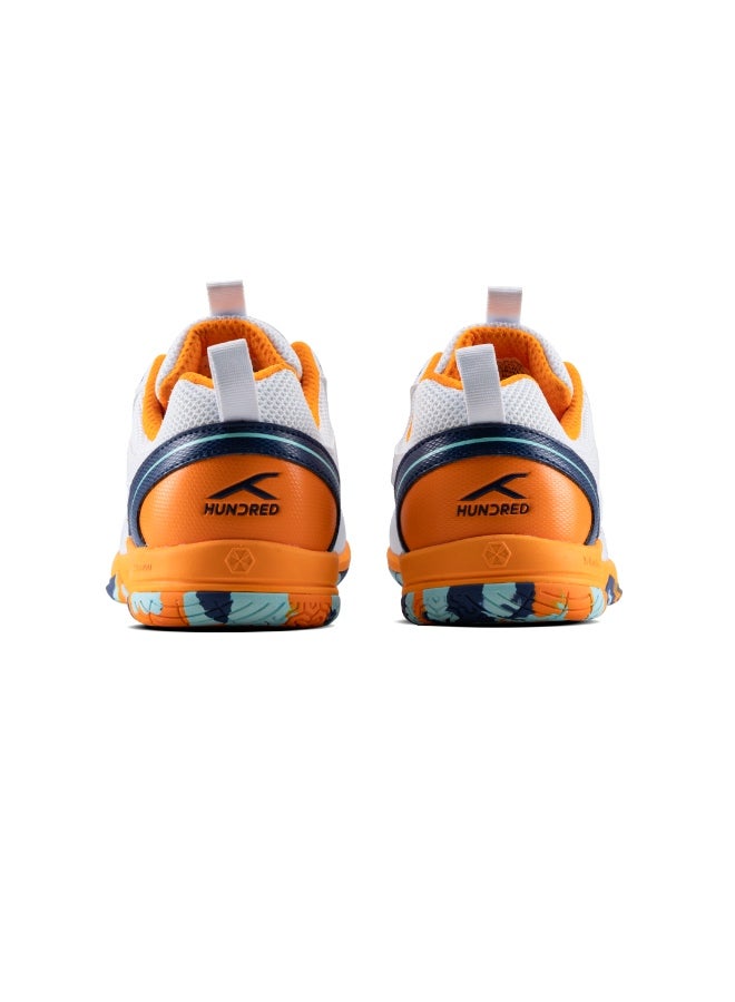 HUNDRED Raze Elite Unisex Badminton Shoes (Non Marking)Also Perfect Table Tennis,Volley,Basketball&Indoor Sport|Lightweight&Durable|X-Cushion,Active Grip Sole (White/Orange/Navy/Blue) EUR 41 - Image 3