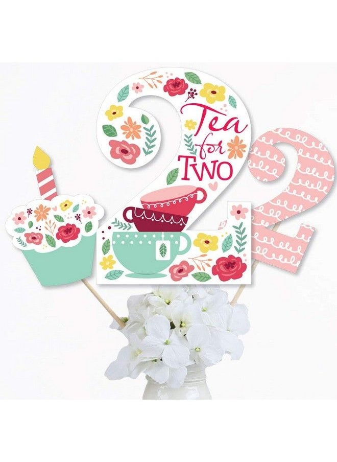 Big Dot of Happiness 2Nd Birthday Tea For Two Garden Second Birthday Party Centerpiece Sticks Table Toppers Set Of 15  - Image 3
