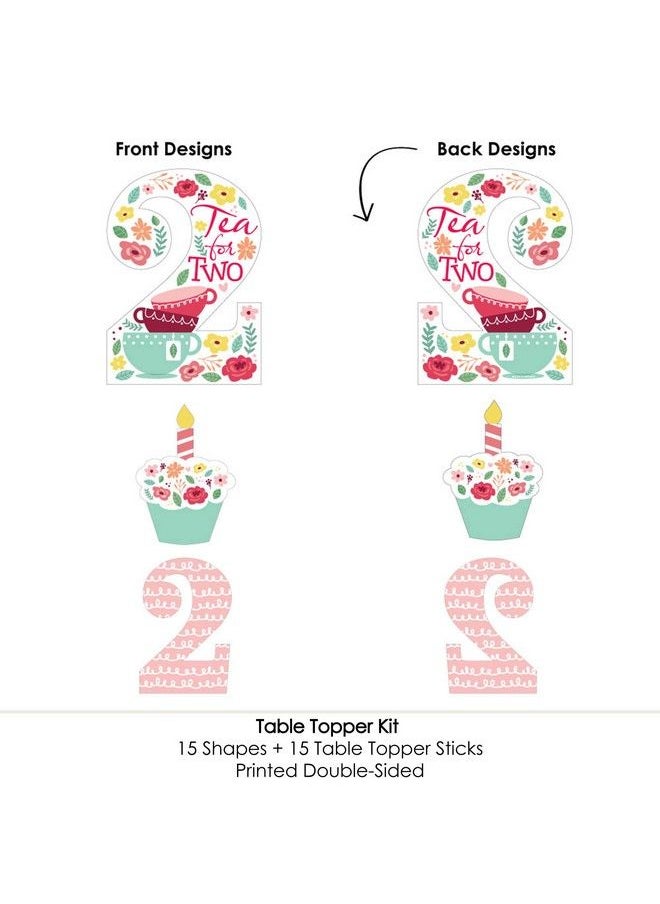 Big Dot of Happiness 2Nd Birthday Tea For Two Garden Second Birthday Party Centerpiece Sticks Table Toppers Set Of 15  - Image 5