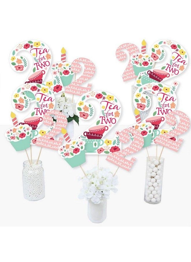 Big Dot of Happiness 2Nd Birthday Tea For Two Garden Second Birthday Party Centerpiece Sticks Table Toppers Set Of 15  - Image 2