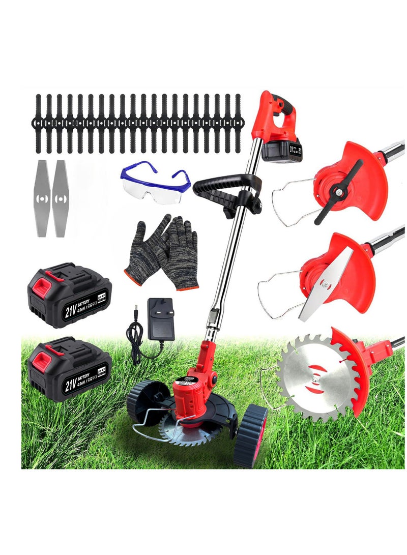 ZLH HITY Electric Weed Wacker Cordless Weed Trimmer Battery Powered 2 X 4.0Ah Batteries, 3-in-1 Stringless Grass Trimmer/Brush Cutter/Lawn Mower, Edger Weed Trimmer with Wheel & 23 Blade for Garden Yard  - Image 1